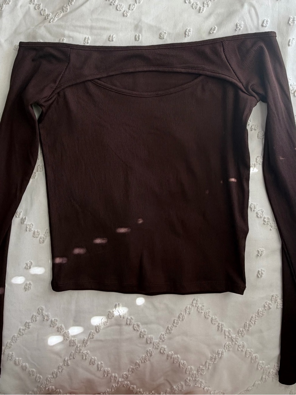 Cotton On Dark Brown Off-The-Shoulder Long Sleeve Top